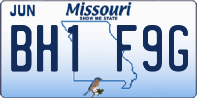 MO license plate BH1F9G