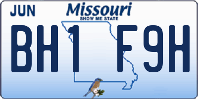 MO license plate BH1F9H