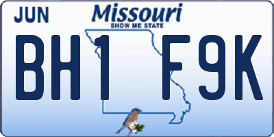 MO license plate BH1F9K