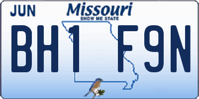 MO license plate BH1F9N