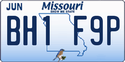 MO license plate BH1F9P