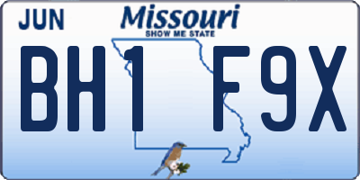 MO license plate BH1F9X