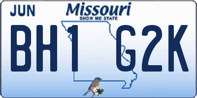 MO license plate BH1G2K