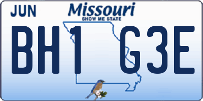 MO license plate BH1G3E