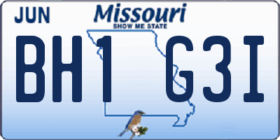MO license plate BH1G3I