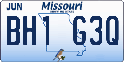 MO license plate BH1G3Q