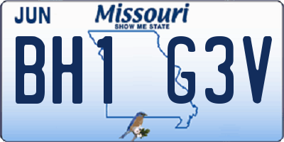 MO license plate BH1G3V