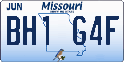 MO license plate BH1G4F