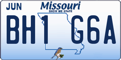 MO license plate BH1G6A