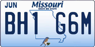 MO license plate BH1G6M
