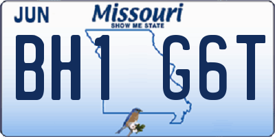 MO license plate BH1G6T