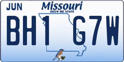 MO license plate BH1G7W