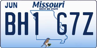 MO license plate BH1G7Z