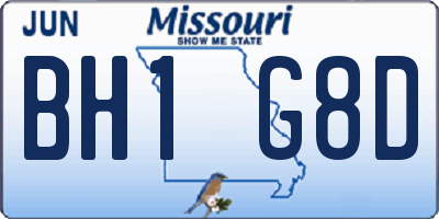 MO license plate BH1G8D