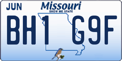 MO license plate BH1G9F