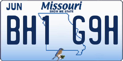 MO license plate BH1G9H
