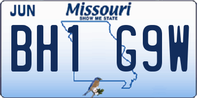 MO license plate BH1G9W