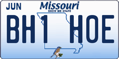 MO license plate BH1H0E