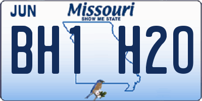 MO license plate BH1H2O
