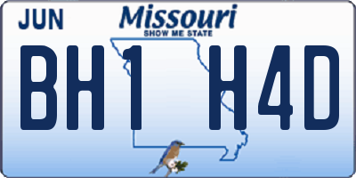 MO license plate BH1H4D