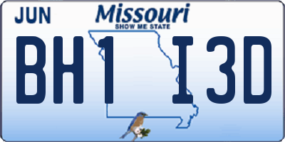 MO license plate BH1I3D