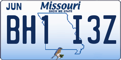 MO license plate BH1I3Z