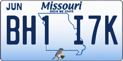 MO license plate BH1I7K