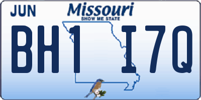 MO license plate BH1I7Q