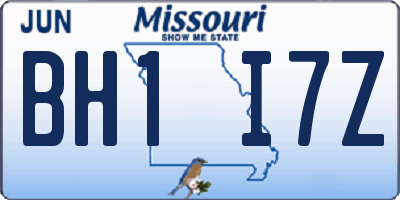 MO license plate BH1I7Z