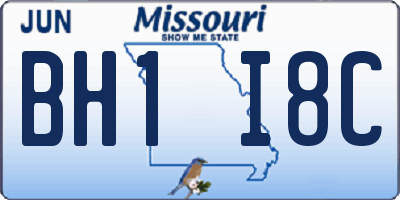 MO license plate BH1I8C