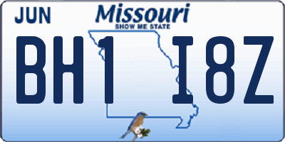 MO license plate BH1I8Z