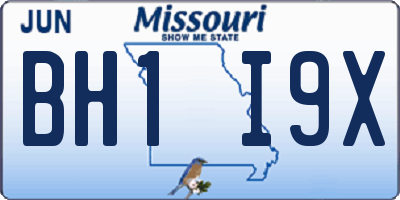 MO license plate BH1I9X