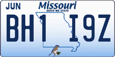 MO license plate BH1I9Z
