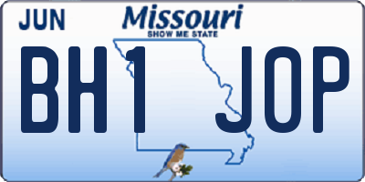 MO license plate BH1J0P