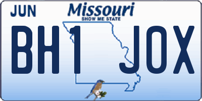 MO license plate BH1J0X