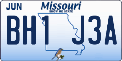 MO license plate BH1J3A