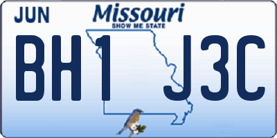 MO license plate BH1J3C
