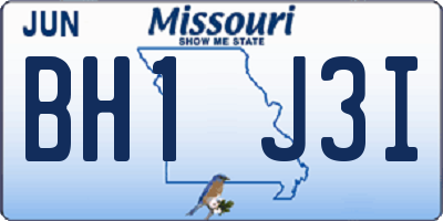 MO license plate BH1J3I