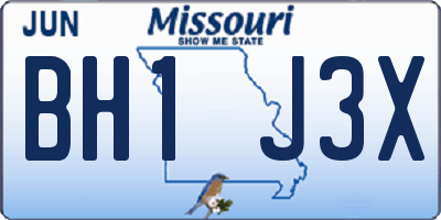 MO license plate BH1J3X
