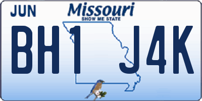 MO license plate BH1J4K
