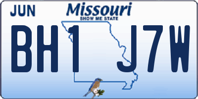 MO license plate BH1J7W