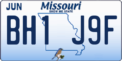 MO license plate BH1J9F