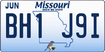 MO license plate BH1J9I
