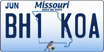 MO license plate BH1K0A