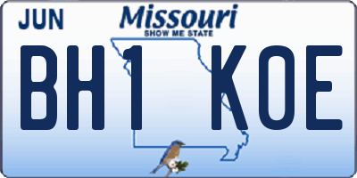 MO license plate BH1K0E