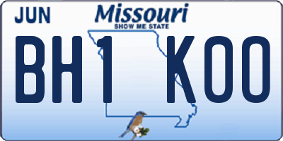 MO license plate BH1K0O