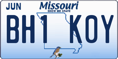 MO license plate BH1K0Y
