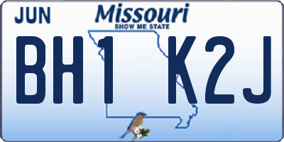 MO license plate BH1K2J
