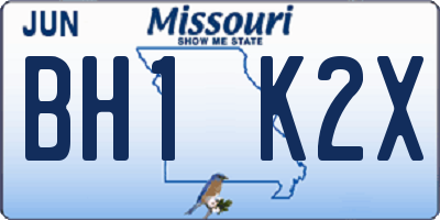 MO license plate BH1K2X