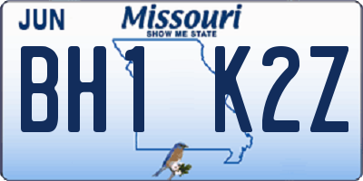 MO license plate BH1K2Z